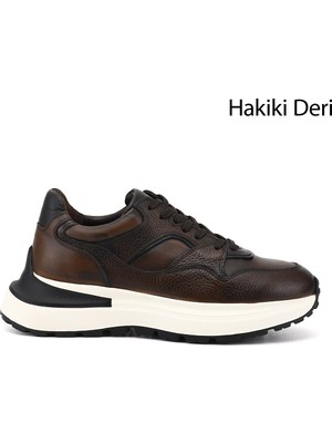 Gönderi(r) Erkek Kahve Antik  Bağcıklı Hakiki Deri Comfort Sneaker