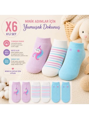 Tina Atelier Bebek & Çocuk Desenli Patik Çorap 6lı Set-Pamuklu , Yumuşak