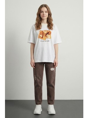 Quzu 26YTSH01516 Baskı Detaylı Kadın T-Shirt