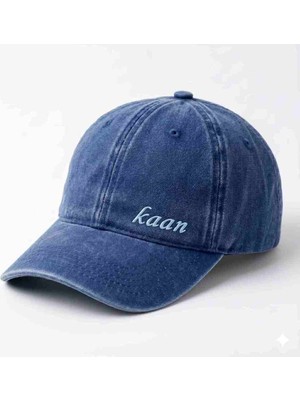 Tesbihane Unisex Beyzbol Şapkası - Isme Özel Nakışlı - Premium Canvas Kumaş - Mavi Renk - Metal Tokalı