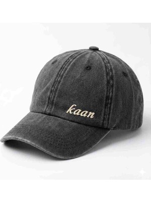 Tesbihane Unisex Beyzbol Şapkası - Isme Özel Nakışlı - Premium Canvas Kumaş - Füme Renk - Metal Tokalı
