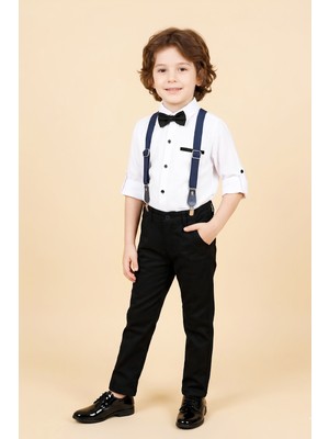 Modanino Erkek Çocuk 4'lü Takım (Pantolon+Gömlek+Askılı Kemer+Papyon) 12664B