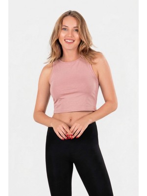 Obje Kadın Pudra Halter Yaka Crop