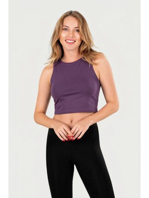 Obje Kadın Lavanta Halter Yaka Crop