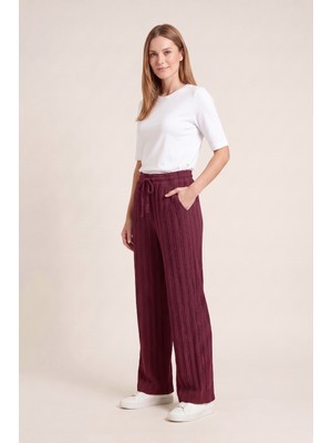 Obje Kadın Bordo Fırfırlı Pijama Altı