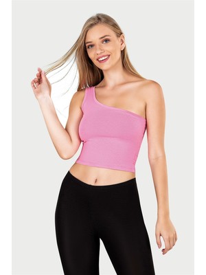 Obje Kadın Pembe Tek Omuz Crop