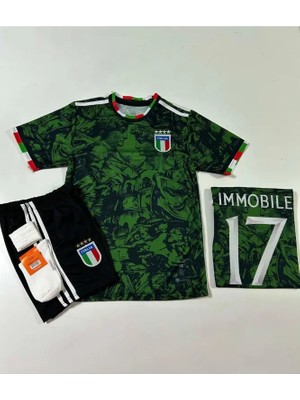 Italya 2023-24 Sezon Ciro Immobile Michelengelo Tasarımlı Özel Konsept Çocuk Forması 4'lü Set