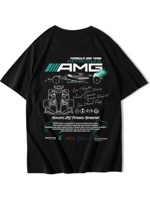 Brz Collection Unisex Oversize Formula One Team Petronas Amg T-Shirt Siyah