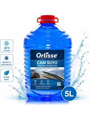 Orlisse Oto Cam Suyu 5 Litre - Böcek ve Kir Sökücü Etkili Formül Tüm Araçlar İçin Uygun
