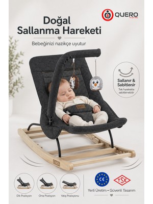Quero Linda Ahşap Anakucağı, Kademeli, Sallanır, Sabitlenebilir, Oyuncaklı, Ana Kucağı Puset, Ana Dizi