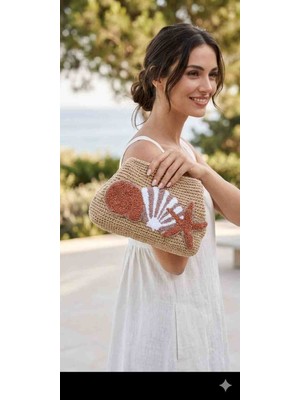 Creatif La Femme Kağıt Ip Punch Işlemeli El Örgüsü Burslu Clutch El Çantası