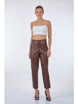 Ekol Ysatis Minimalist Deri Crop Pantolon - Yüksek Bel, Şık, Günlük & Gece