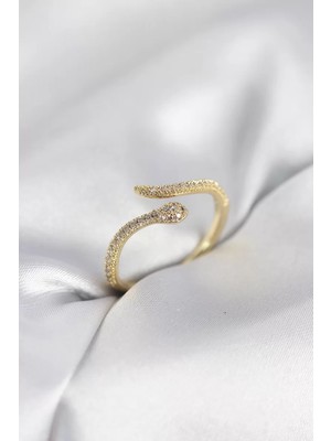 Aydogan's Gold Renk Yılan Model Zirkon Taşlı Kadın Yüzük - TJ-BYK4072