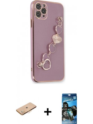 Pileli Store Pilelistore™ iPhone 11 Pro Kılıf Nova Işık Prime - Siyah 34D Izgaralı Cam + Renkli Kamera Lens Koruma Cam - Tu