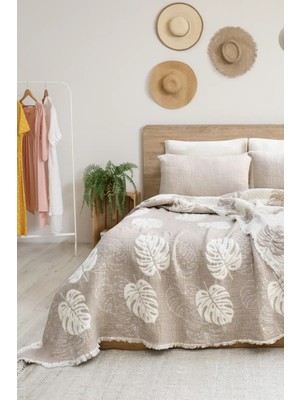 Colezium Şaheser Home Collection Yatak Örtüsü Seti Çift Kişilik Forest Bej
