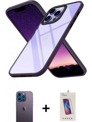 İlk El Grup Pilelistore™ iPhone 13 Pro Max Kılıf Nova Işık Serisi - Siyah Joko 5d Cam + Neon Fosforlu Kamera Lens - Mı