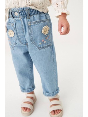 Baby Lory Kids Store Kız Çocuk Çiçek Nakışlı Pantolon
