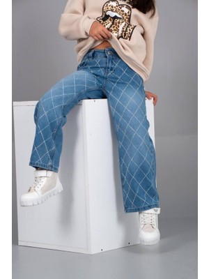 Baby Lory Kids Store Kız Çocuk Bol Paça Taşlı Pantolon