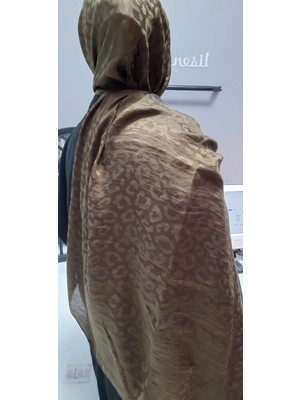 Aminenesil Leopar Desen Aerobin Şal Kahverengi Renk