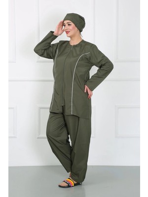 İlkyaz Fashion Büyük Beden Tesettür Büyük Mayo Haki