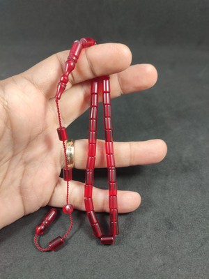 İskeçe Tesbih Ismail Karasapan Usta Eseri Bilek Boy (Küçük Boy) Kesme Model Zar Kehribar Sertifikalı 9860