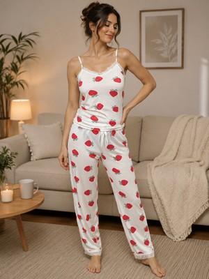 Miss Nilens Yumuşak Dokulu Suave Kumaş Desenli Kadın Pijama Seti