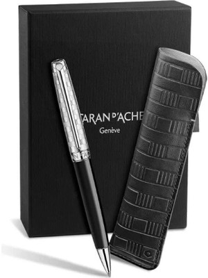 Caran D'ache Leman Damier Tükenmez Kalem ve Siyah Deri Kılıf 4789.566