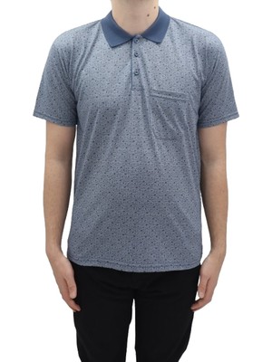 Santa Fistan Store Erkek Desenli Klasik Kesim Rahat Kalıp Tek Cepli Polo Yaka T-Shirt