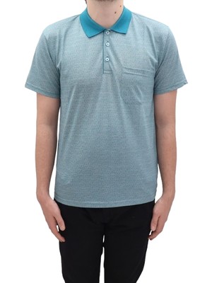 Santa Fistan Store Erkek Desenli Klasik Kesim Rahat Kalıp Tek Cepli Polo Yaka T-Shirt
