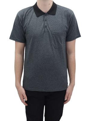 Santa Fistan Store Erkek Desenli Klasik Kesim Rahat Kalıp Tek Cepli Polo Yaka T-Shirt