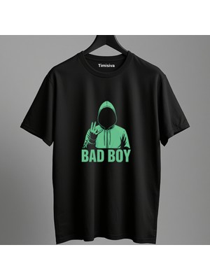 Timisiva Bad Boy Erkek Kadın Premium Tişört %100 Pamuk Oversize Basic Günlük Şık T-Shirt