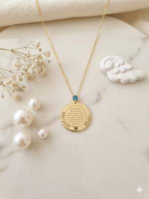 Papatya Silver 925 Ayar Gümüş Kişiye Özel Isimli Taşlı Ayetel Kürsili Aile Kolye.rose.gold.rodaj Renk Seçeneği
