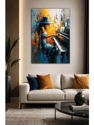 Artopio Modern Piyano Temalı Ahşap Mdf Soyut Duvar Tablosu Dijital Baskı Ev Ofis Dekorasyonu