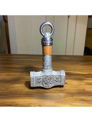 Riva Self Iskandinav Mitolojisi Thor’un Çekici Mjölnir - Antik Gümüş Kaplama Dekoratif Obje -28 cm