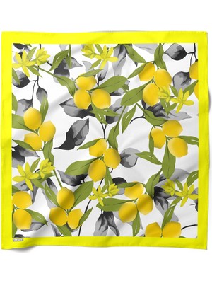 Hawwa Limon Desenli Saten Fular