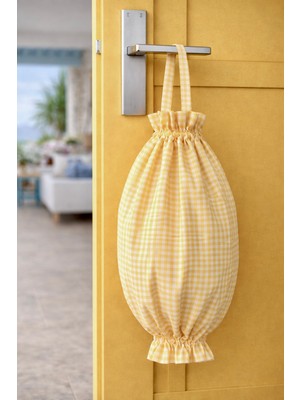 Yuvol Pötikareli Kırmızı Kumaş Poşetlik 50X30 cm Poşet Organizeri, Mutfak Poşet Düzenleyici