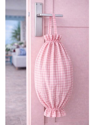 Yuvol Pötikareli Kırmızı Kumaş Poşetlik 50X30 cm Poşet Organizeri, Mutfak Poşet Düzenleyici