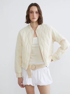 LC Waikiki Ekru Kolej Yaka Kapitone Oversize Kadın Ceket