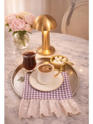 Nurgita Home Fistolu Ucu Fırfırlı Duck Keten Kahve Yanı Sunumluk Peçetesi & Kokteyl Peçetesi Pitikare ( 1 Adet )