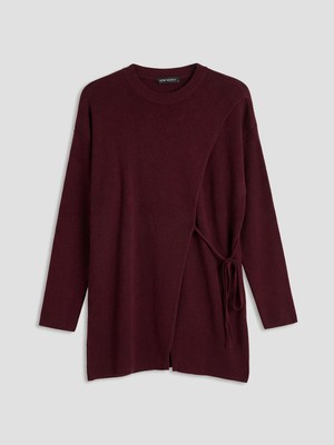 LC Waikiki Bordo Bisiklet Yaka Kadın Triko Tunik
