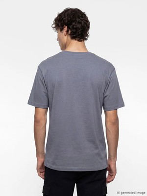 LC Waikiki Indigo Loose Fit Basic Kalın  Tişört