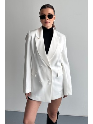 Moda Armanc Kadın Düğme Detaylı Oversize Blazer Ceket