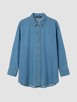 LC Waikiki Indigo Kadın Jean Gömlek Tunik