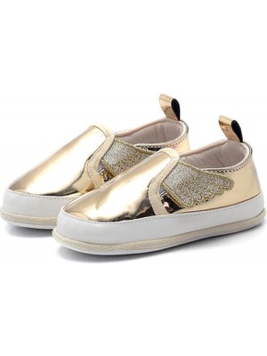 First Step First F-537 Step Kanatlı Ayakkabı Gold Suni Deri Kaydırmaz Taban Bebekler İçin Esnek Tasarım
