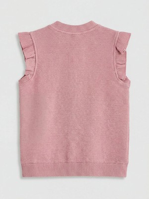 LC Waikiki Pembe Kız Çocuk Fırfırlı Triko Yelek