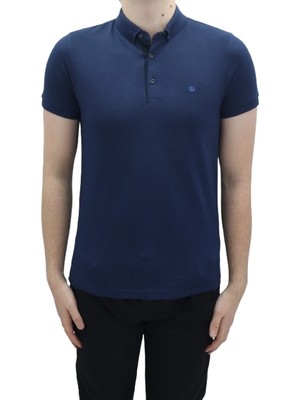 Santa Fistan Store Erkek Düz Spor Kesim Dar Kalıp Cepsiz Polo Yaka T-Shirt