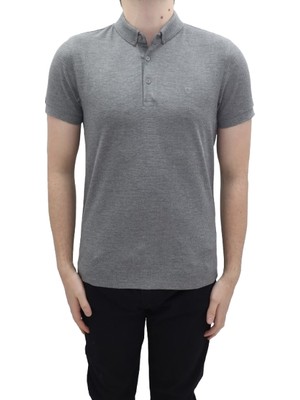 Santa Fistan Store Erkek Düz Spor Kesim Dar Kalıp Cepsiz Polo Yaka T-Shirt