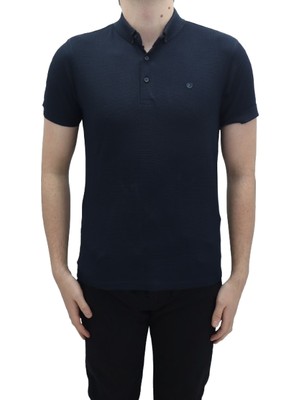 Santa Fistan Store Erkek Düz Spor Kesim Dar Kalıp Cepsiz Polo Yaka T-Shirt