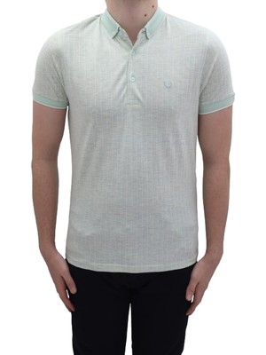 Santa Fistan Store Erkek Çizgili Spor Kesim Dar Kalıp Cepsiz Polo Yaka T-Shirt