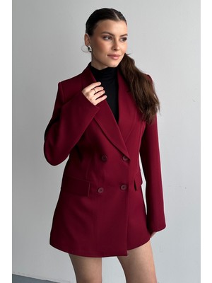 Moda Armanc Kadın Düğme Detaylı Oversize Blazer Ceket